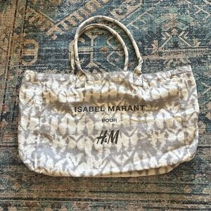 Isabel Marant x H&M tote, gray and white tie-dye